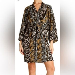 Banana Republic Issa London Collection Zebra Print Kimono Style Dress Size 10